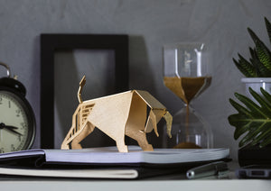 lucky bull - brass geometric origami style modern figurine